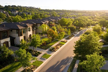 Upscale suburban homes nestled on a hillside