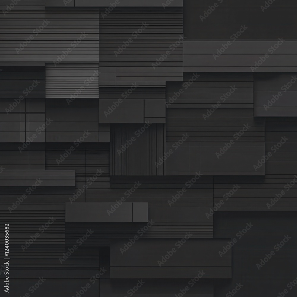 Poster dark geometric pattern with layered panels and subtle textures creating a modern abstract design