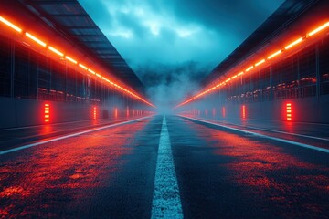 Race Track Competition Intensity Night Car Start Line