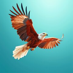 Obraz premium Majestic Eagle Flying Against Blue Background
