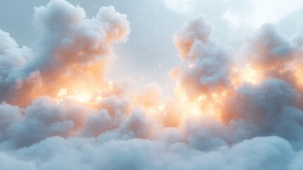 Orange And White Fluffy Clouds Heavenly Peaceful Sky