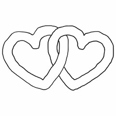 This is a pixel design illustrating two hearts tied together with a symbol of love and unity, representing a deep emotional bond and connection between individuals.
