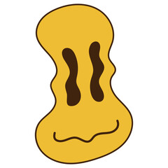 Psychedelic Dripping Smiling Character. Isolated on White Background.