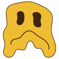 Psychedelic Dripping Smiling Character. Isolated on White Background.