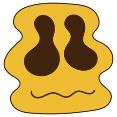 Psychedelic Dripping Smiling Character. Isolated on White Background.