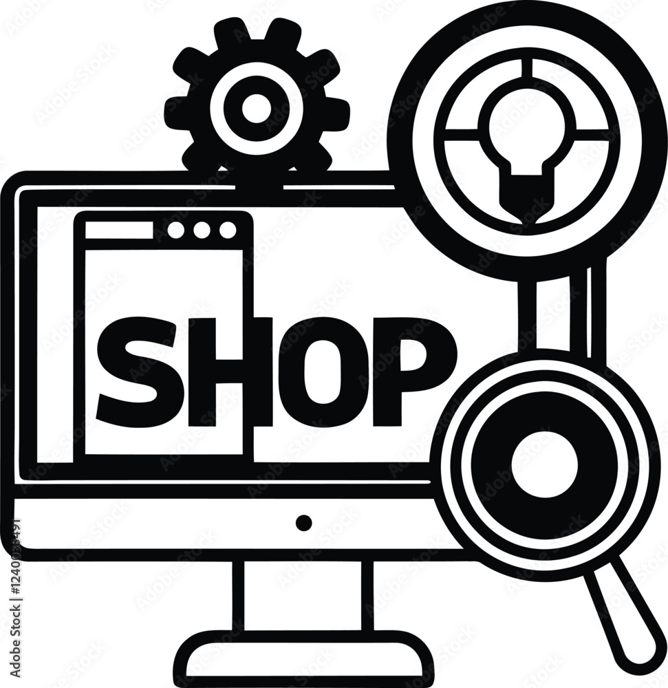 Poster modern computer screen icon vector illustration, 3d computer screen icon, 3d computer screen icon li