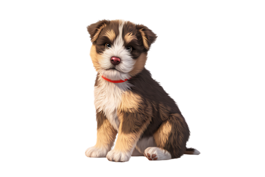 3D Puppy Dog Isolated on Transparent PNG Background