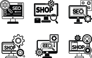 Modern Computer screen icon vector illustration set, 3D Computer screen icon, 3D Computer screen icon line art, 3D Computer screen vector design