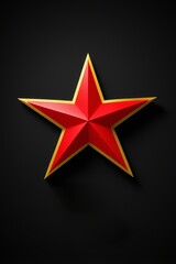 a close up of a red star on a black background