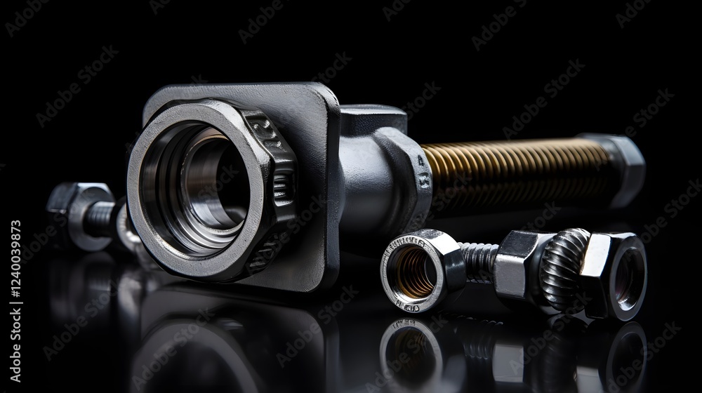 Poster a close up view of a threaded metal nut and bolt fastener in a 16 9 aspect the image showcases the i