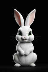 Fototapeta premium a close up of a white rabbit with green eyes sitting on its hind legs