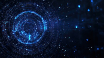 Obraz premium Abstract glowing blue circular technology background.