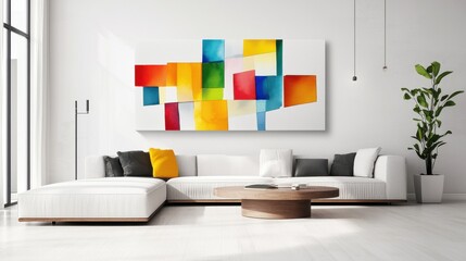 Modern Living Room with Colorful Wall Art