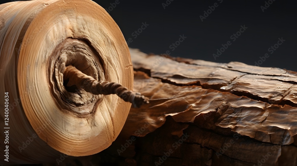Poster closeup view of a worn and weathered metal nut with visible used threads showcasing its rugged indus