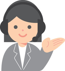 ヘッドセットを付けたスーツの女性