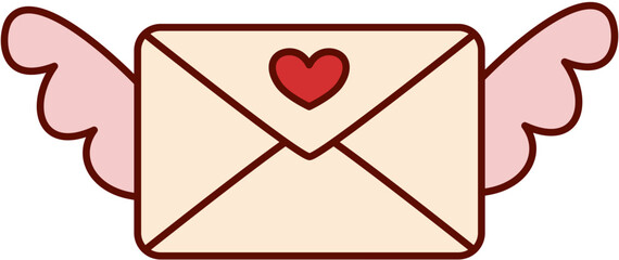 Winged envelope with heart