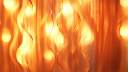 Golden Fabric Curtains With Warm Lighting
