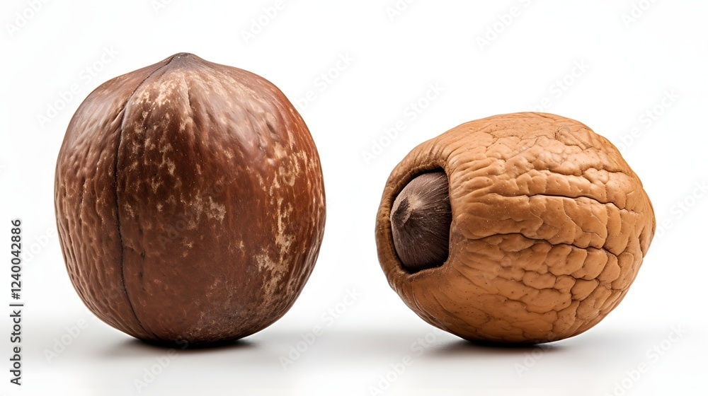 Poster close up view of a rusty and a new metal nut placed side by side on a clean white surface showcasing