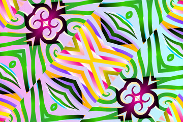 gradient flower and leaf art pattern of indonesian culture traditional tenun batik ethnic dayak ornament for wallpaper ads background	