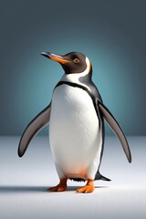 Fototapeta premium there is a penguin that is standing on a white surface