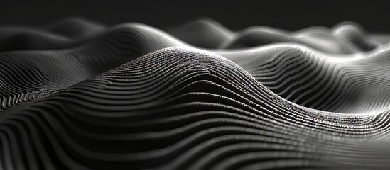Abstract Black Waves with Lines Creating a Three-Dimensional Effect