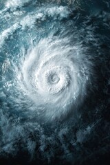 Fototapeta premium Powerful Hurricane Swirling Over Deep Blue Ocean