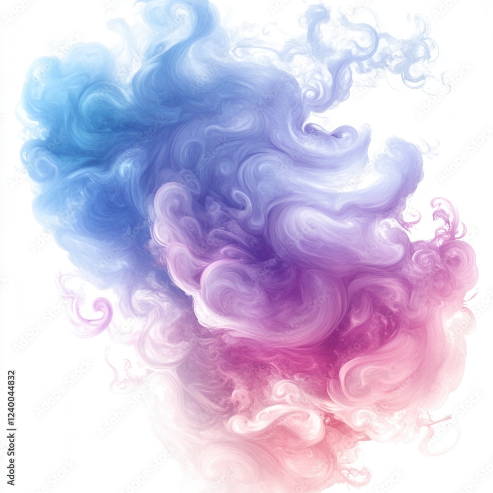 Poster swirling cloud patterns with gradient hues, vibrant colors blend seamlessly in a transparent backgro