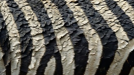 Close-up View of Zebra Stripes Showcasing Unique Texture and Pattern