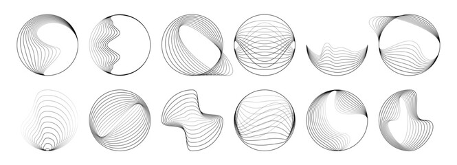 Isolated line round geometric spiral shapes, concentric swirl and wave. Vector abstract vortex circles, dynamic circular ripples, thin radial curves, whirlwind sonars. White whirlwind looping patterns
