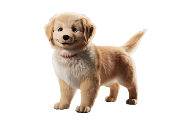 3D Puppy Dog Isolated on Transparent PNG Background