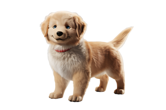 3D Puppy Dog Isolated on Transparent PNG Background