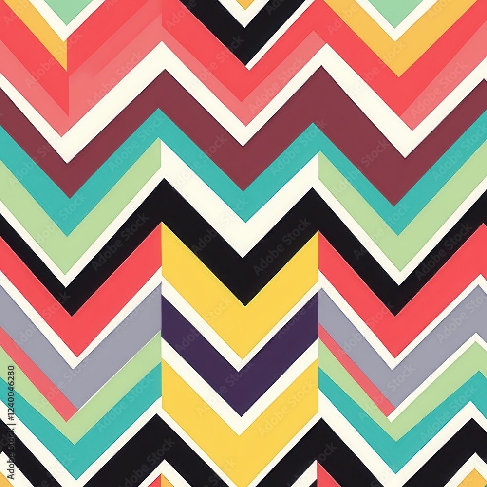 Poster vibrant zigzag abstraction, bold colors intertwine in a striking pattern, perfect for digital design