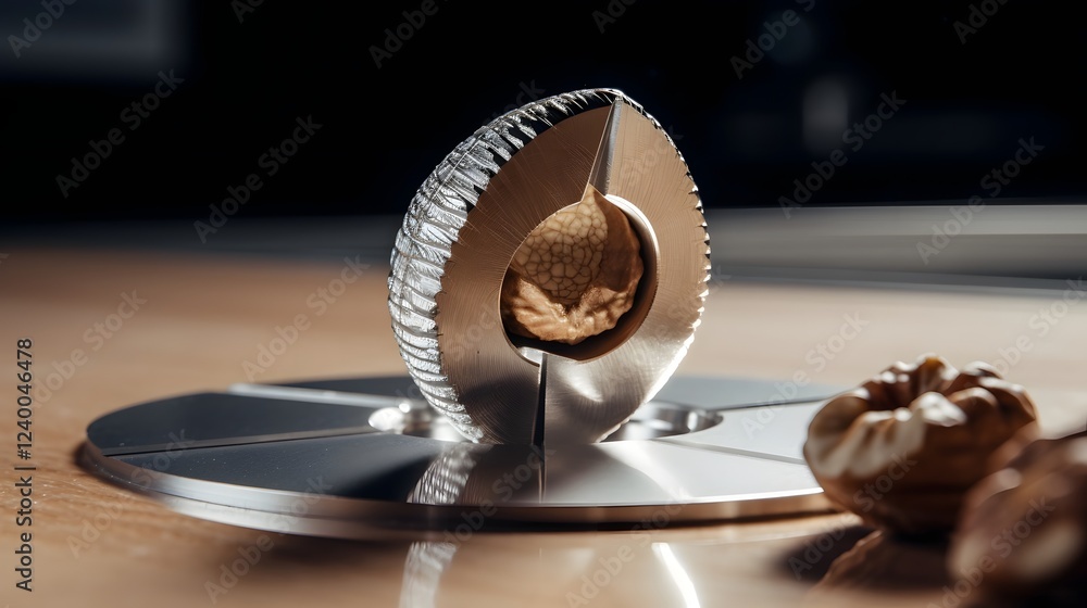 Poster close up of a metallic nut placed on a 3d printed part showcasing modern engineering and manufacturi