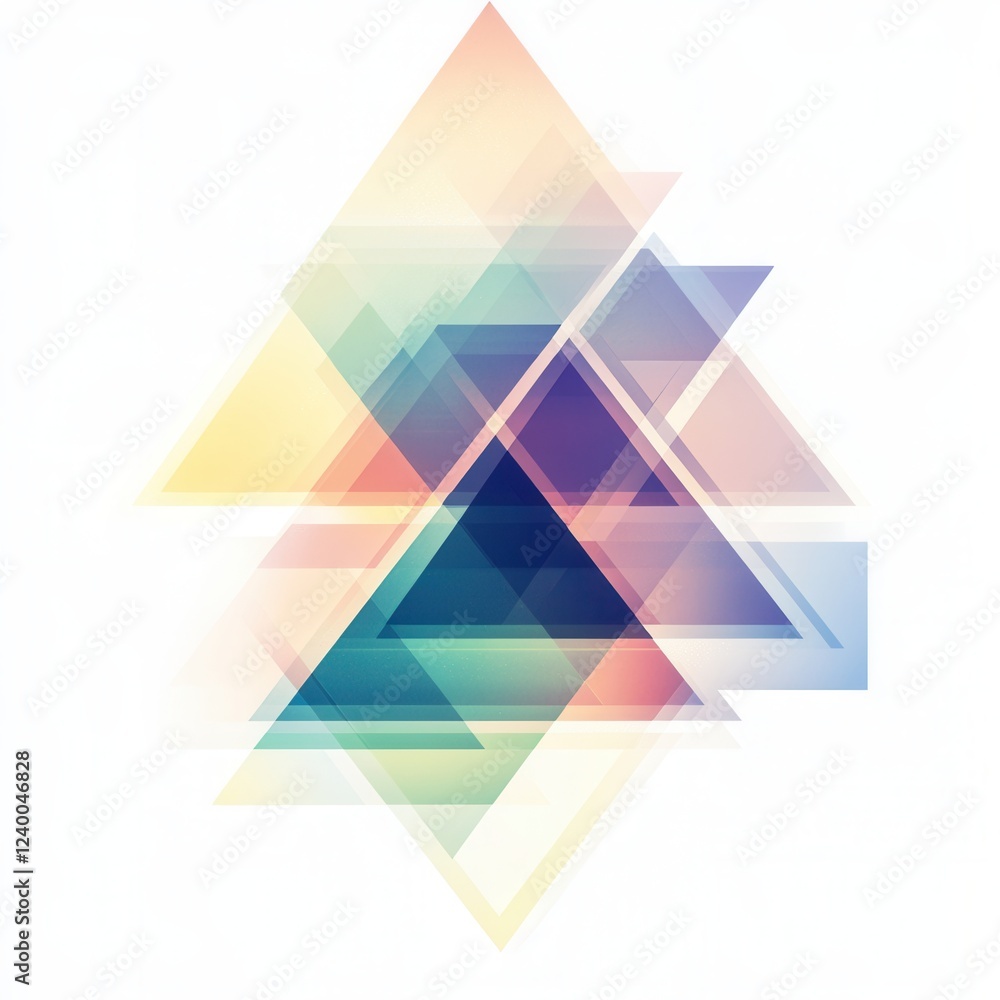 Poster pastel triangular layers, an abstract design featuring overlapping triangles in soft colors with a t