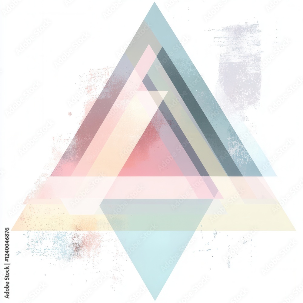 Poster pastel triangular layers, an abstract design featuring layered triangles in soft pastel colors on a 