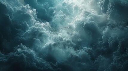 Dramatic Dark Clouds with Soft Light Illuminating Blue Sky Above