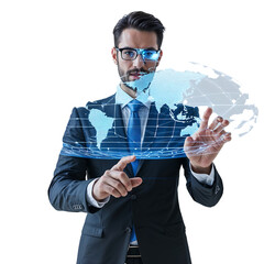 businessman touching tablet