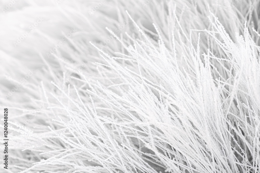 Aufkleber frozen grass texture with delicate ice crystals creating a wintery white abstract pattern