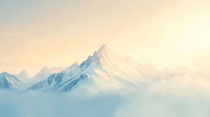 Majestic Snowy Mountain Peak at Sunrise