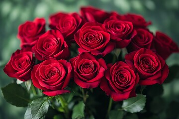 Obraz premium A Dozen Red Roses Bouquet: Romantic Valentine's Day Gift