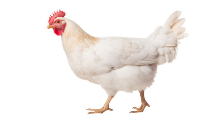 White hen poultry farm animal isolated background