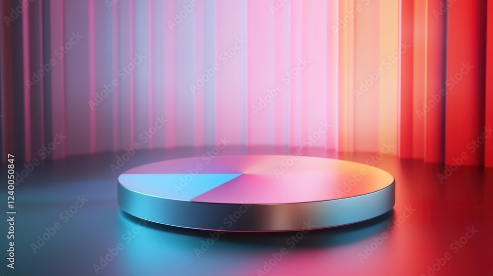 Poster holographic pie chart display in virtual environment, innovative design showcasing data visualizatio