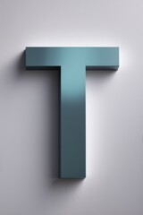 a close up of a blue letter t on a white wall