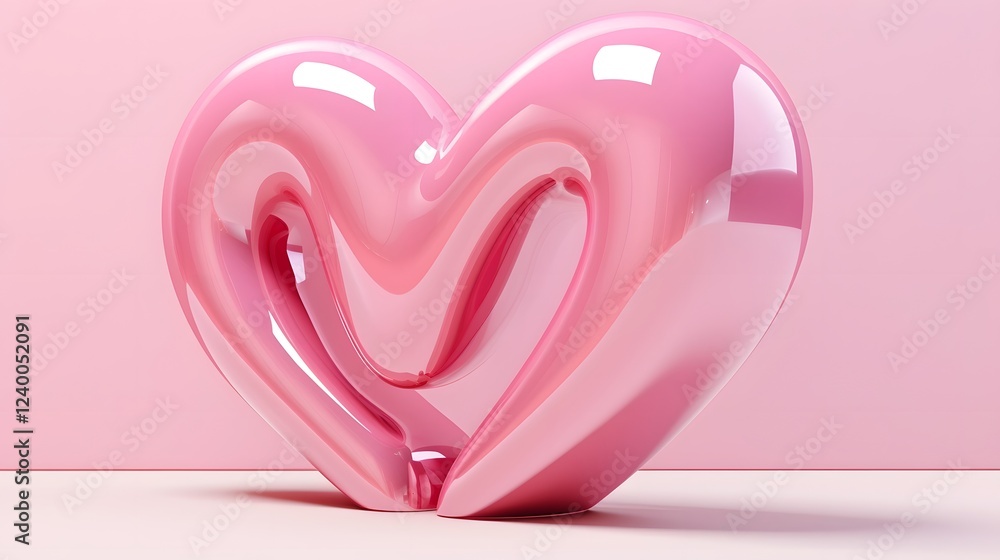 Fototapete glossy dimensional 3d pink love text with sharp geometric edges and reflections creating a modern st