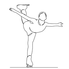 One continuous single drawing line art flat doodle sport, girl, skate, skater, activity, female, skating. Isolated image hand draw contour on a white background
