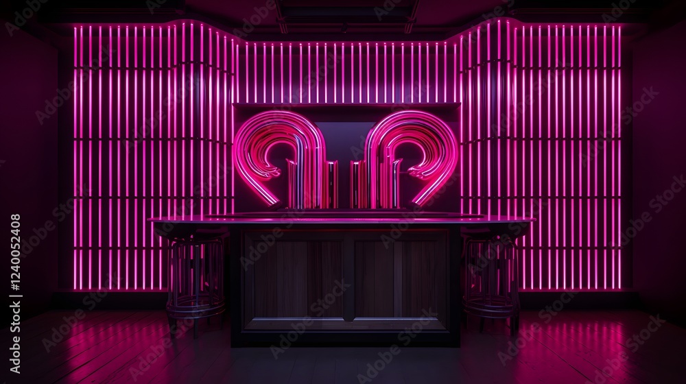 Poster vibrant and captivating glowing pink 3d neon love letters set against a dramatic dark backdrop creat