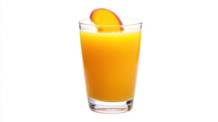 Peach Juice in Glass with Peach Slice Garnish