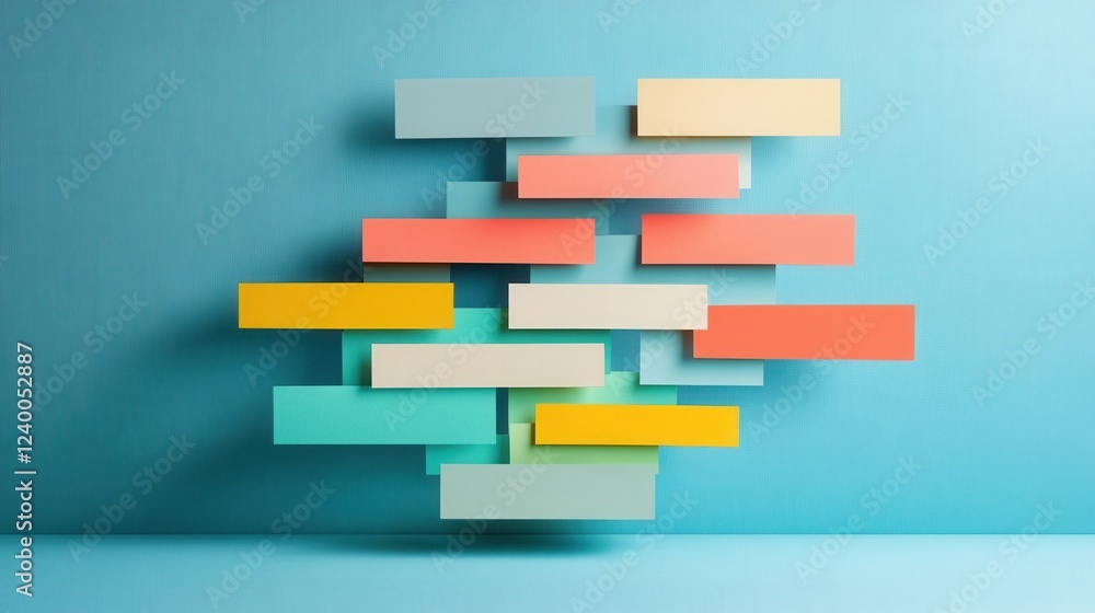 Aufkleber colorful business structure hierarchy chart, visually organized sections representing roles and rela