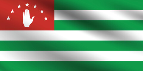 Abkhazia flag official colors and proportion digital vector illustration. Pleated flag.