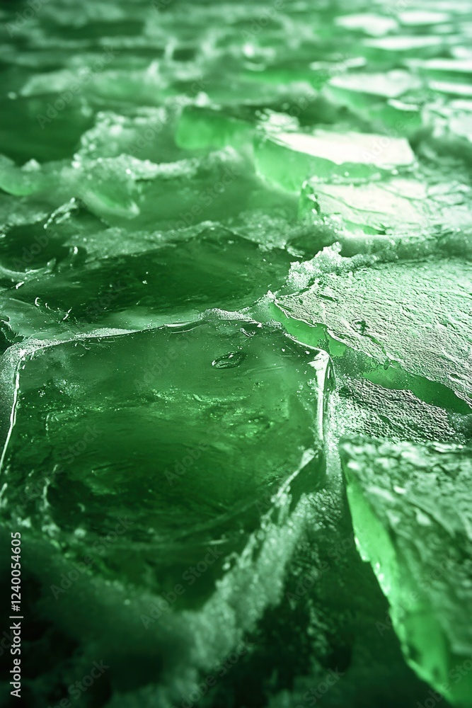 Poster abstract green ice texture with fractured surface and frosty details creating a cool effect